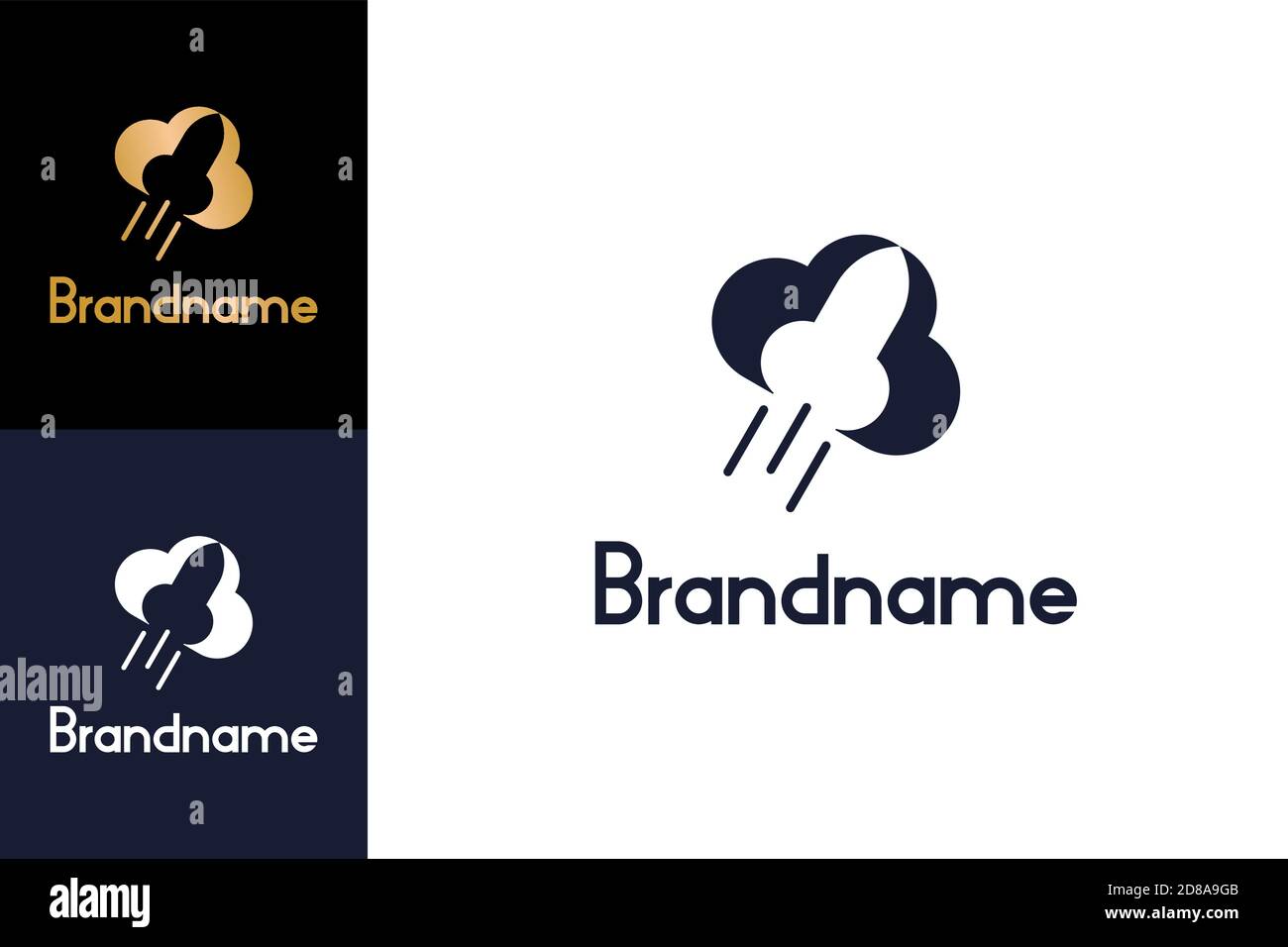 Cloud and rocket logo design concept. Stock Vector