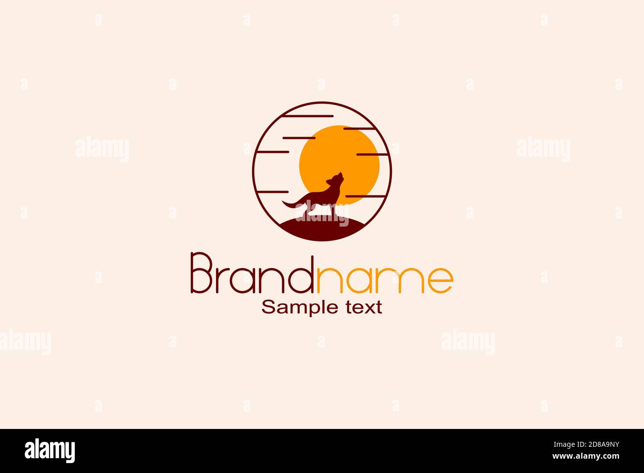 Howling Wolf Logo With Moonlight Stock Vector