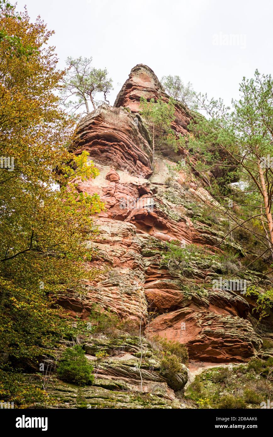 Rocks in Dahn (Rhineland-Palatinate, Germany). The region around Dahn is known for its spectacular rock formations. Stock Photo