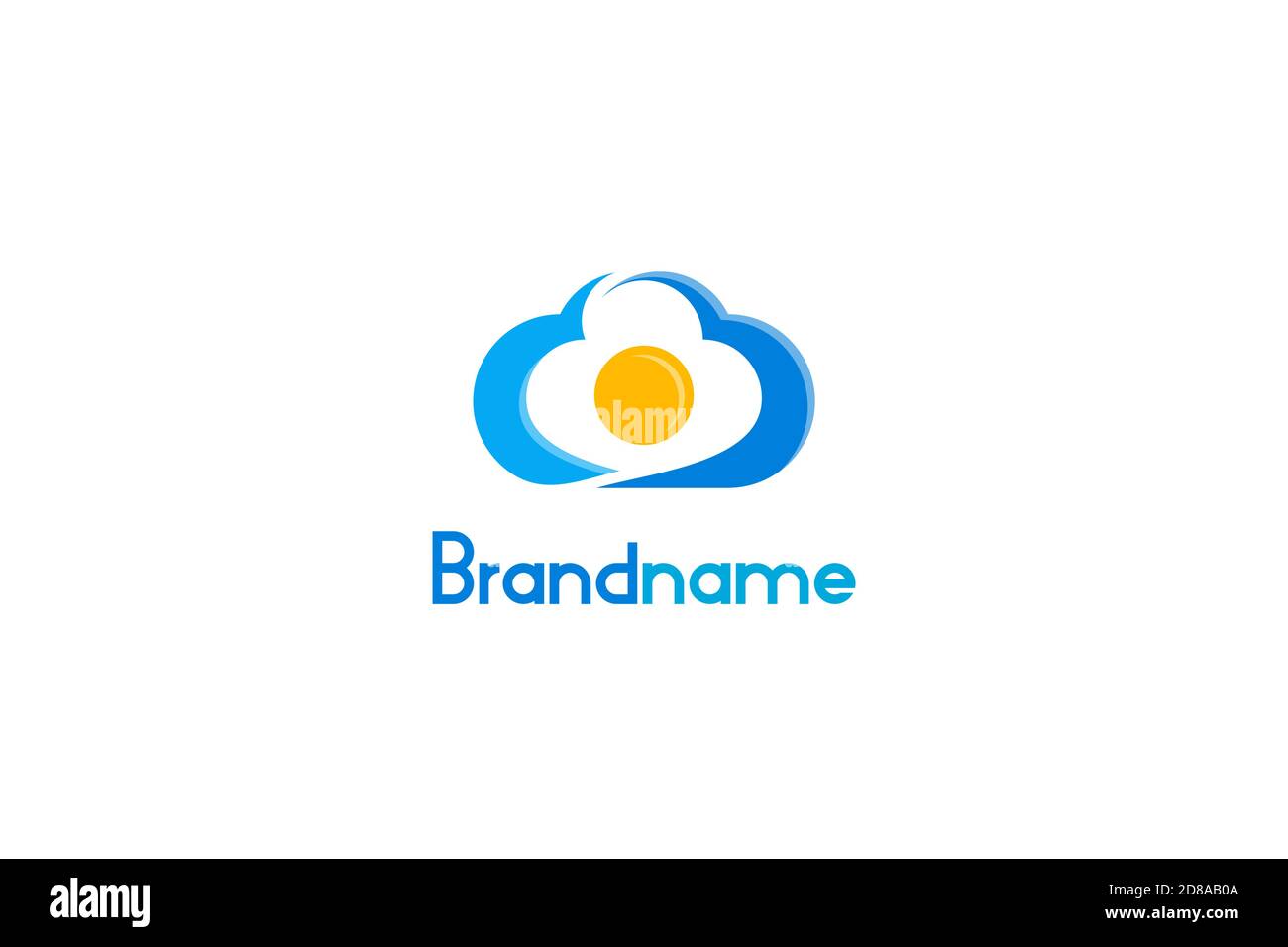 Sun Cloud Logo Design Concept Template. Stock Vector