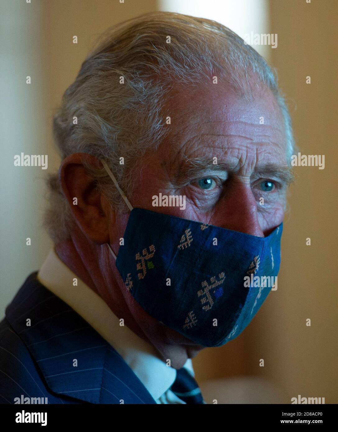 The Prince of Wales during a visit to the headquarters of the Bank of England in the City of London, where they met with Governor Andrew Bailey and reviewed the Bank's role in supporting the national economy through the coronavirus pandemic. Stock Photo