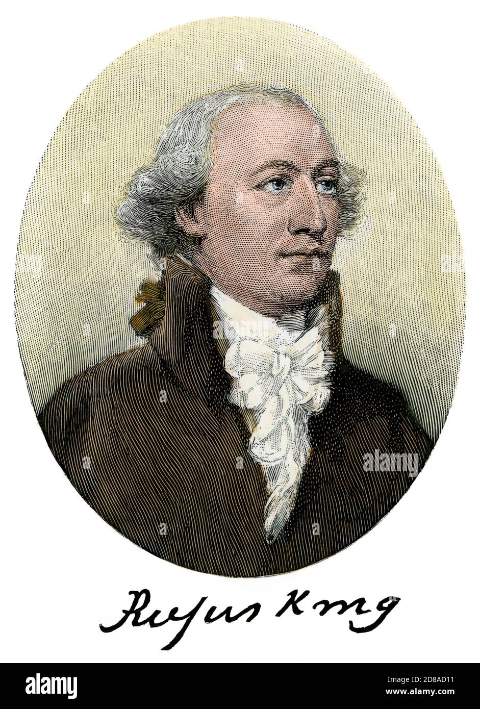 Rufus King, presidential candidate 1816. Hand-colored engraving Stock Photo