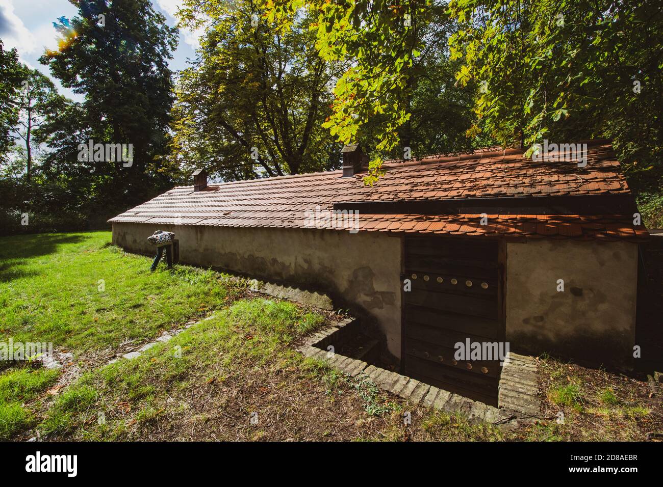 Berlin, Germany - horse stable - peacock island in lake Wannsee. A nearby recreational area of Berlin Stock Photo