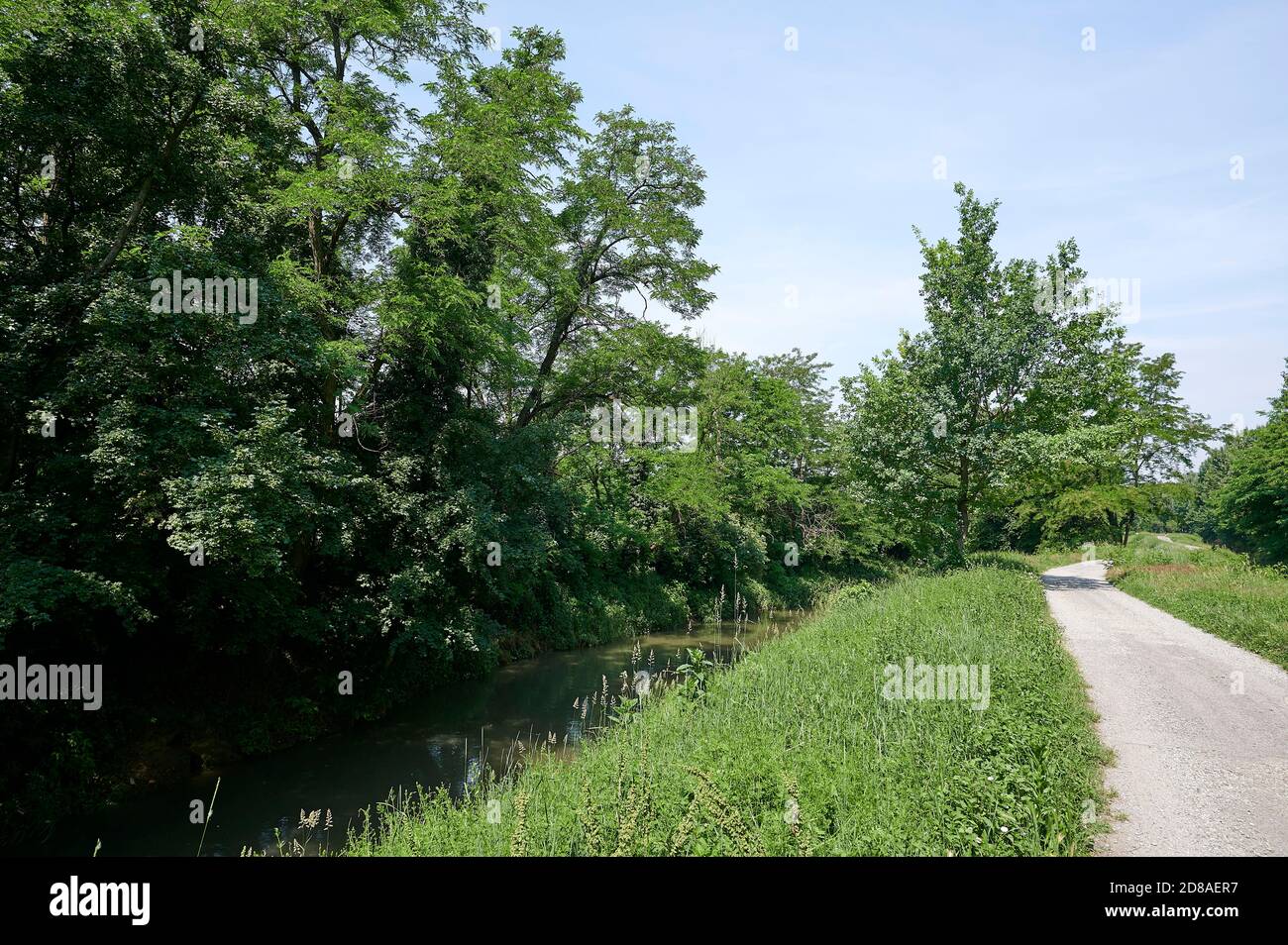 Mirabello Ciria (Cr), Italy, the bycle path of the Civic Canal Stock Photo