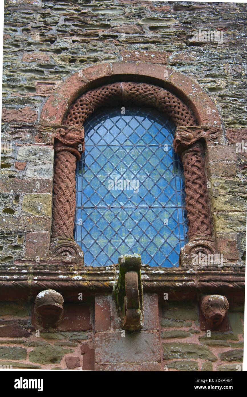 Window arch of Kilpeck church, Herfordshire, England. Stock Photo