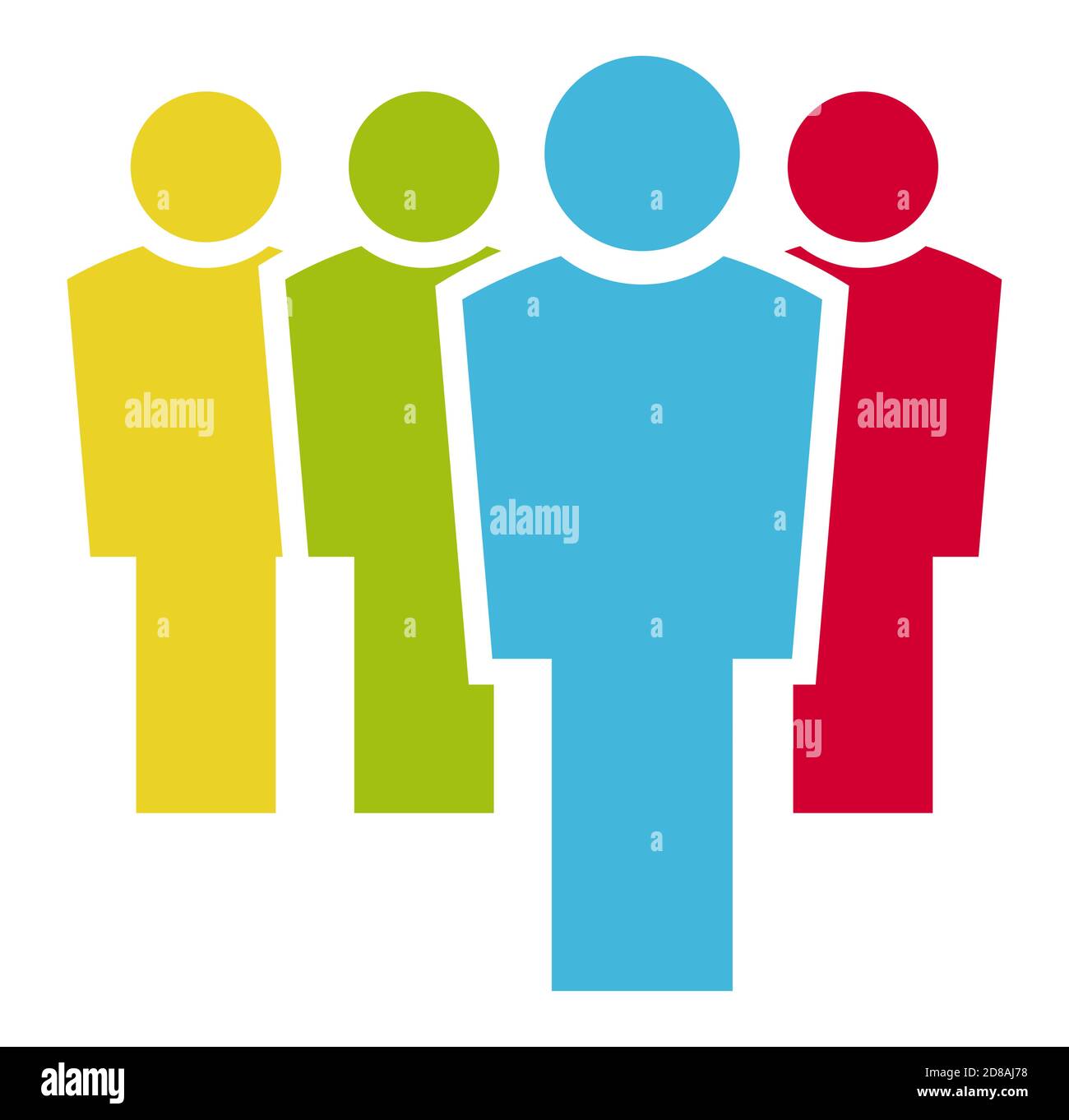 EPS 10 vector file for business info graphic designs, team work concept with four colored businessmen in a row Stock Vector