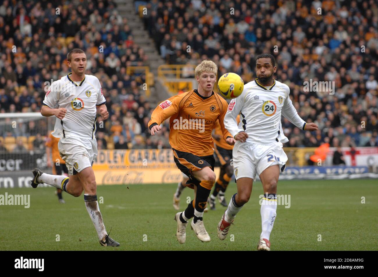 Wolverhampton Wanderers v Leeds United, 24 February 2007. Andy Keogh and Rui Marques Stock Photo