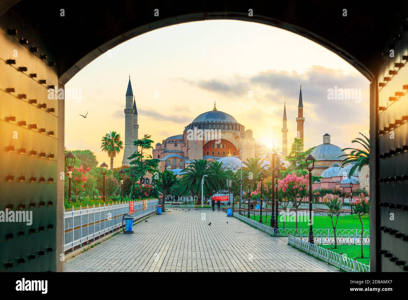 Hagia Sophia at summer evening light and blue cloudy sky. Hagia Sophia