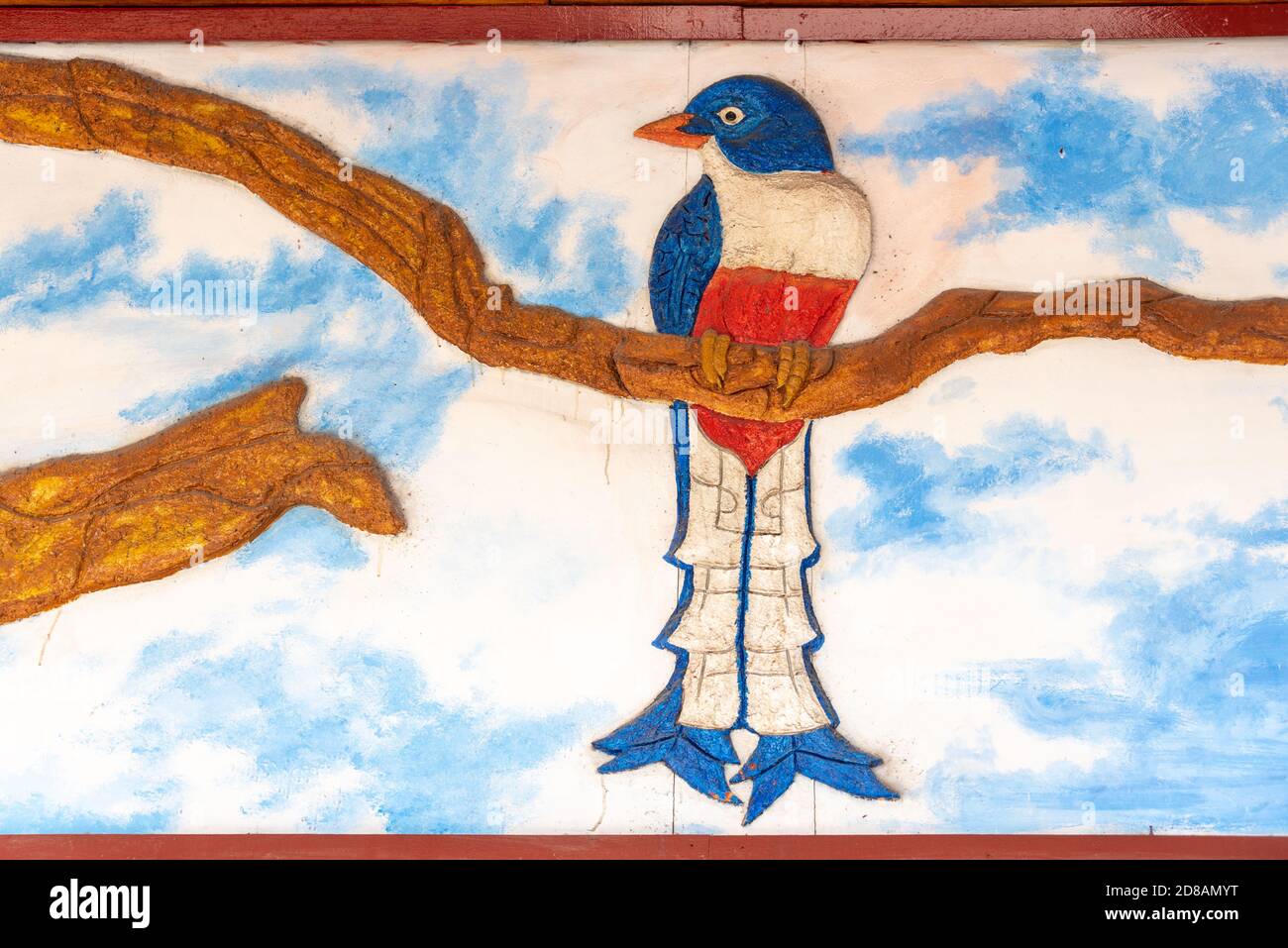 Tocororo bird, painting in wall, Cuba Stock Photo