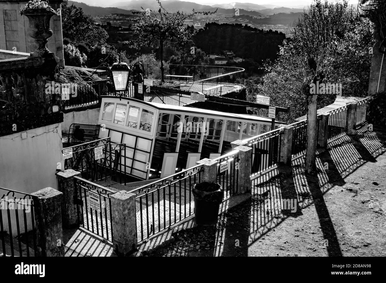 Counterweight Water moved elevator Funicular In Bom Jesus do Monte at Braga city Portugal Stock Photo