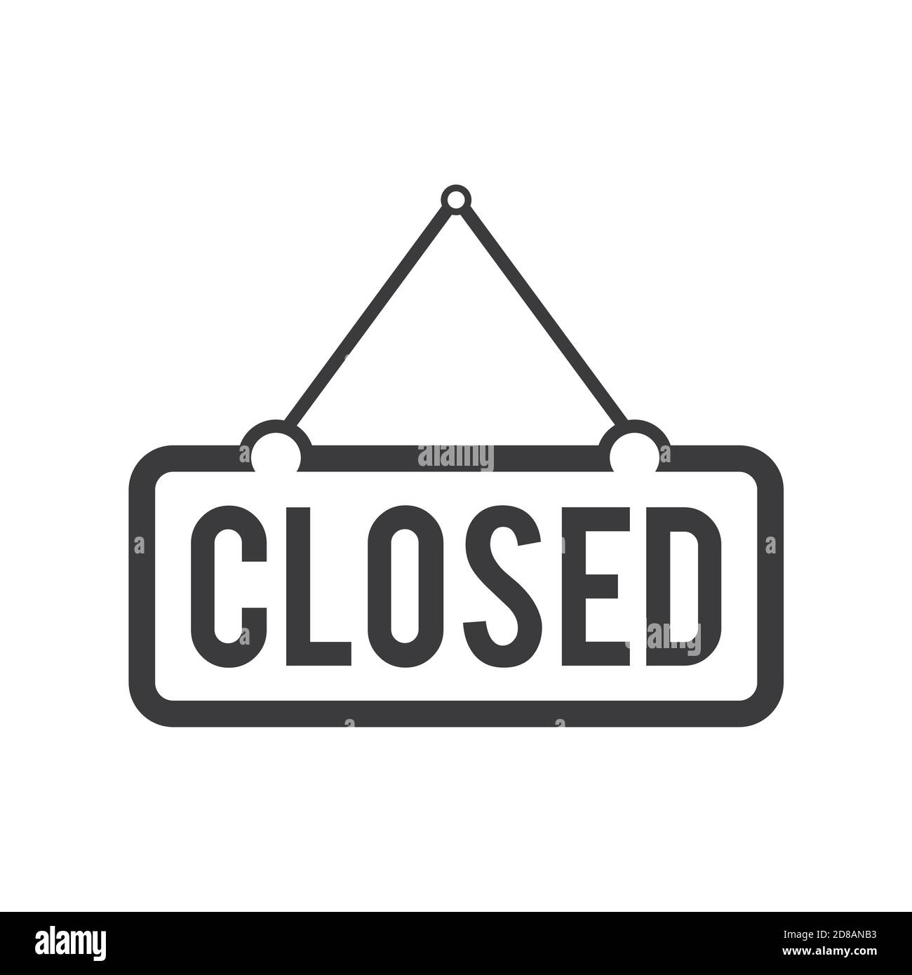 Closed sign trendy vector icon template. Hanging frame closed sign icon design. Stock Vector