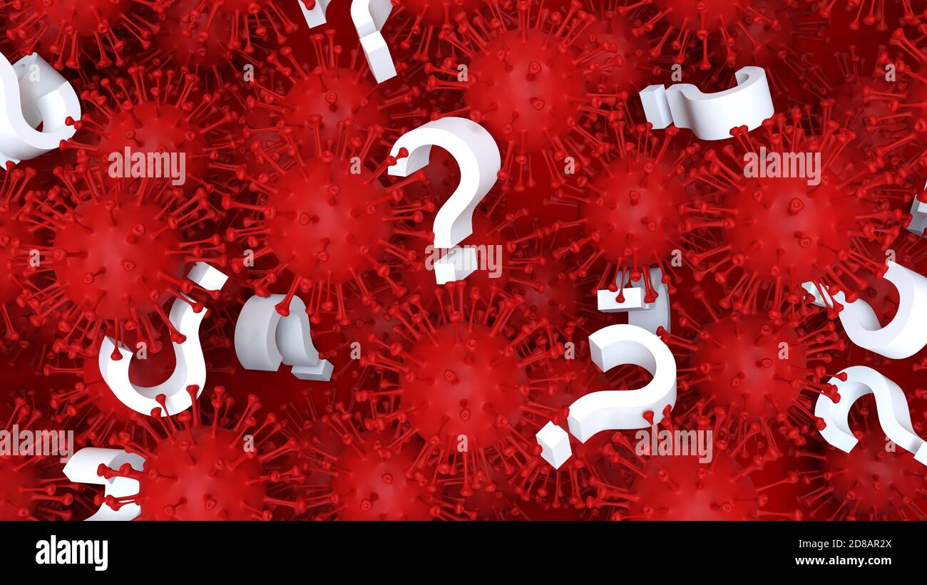 full of viruses background with question marks 3D rendering Stock Photo