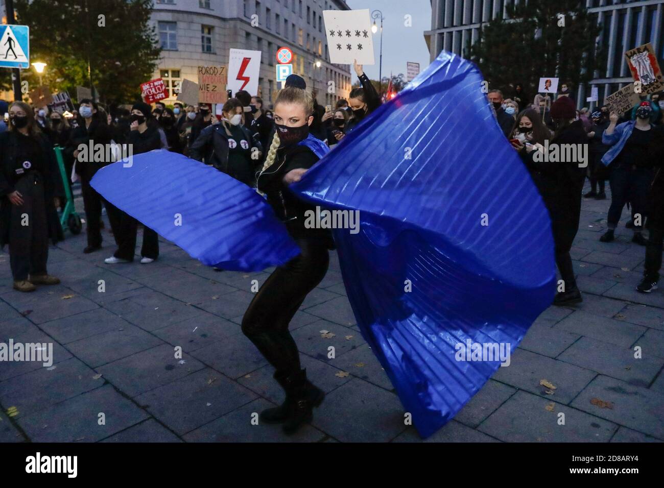 Warsaw, Poland. 28th Oct, 2020. Youth protest in front of the Seym of the Republic of Poland on the judgment of the Constitutional Tribunal on abortion. Young people from schools and universities came to the Sejm today to show their dissatisfaction with the judgment of the Constitutional Tribunal. Credit: Grzegorz Banaszak/ZUMA Wire/Alamy Live News Stock Photo