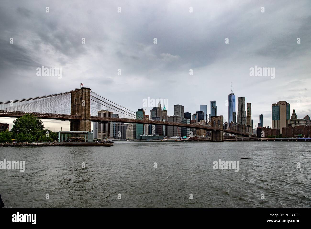 Beautiful Brooklyn Bridge on the East River in New York City Stock ...