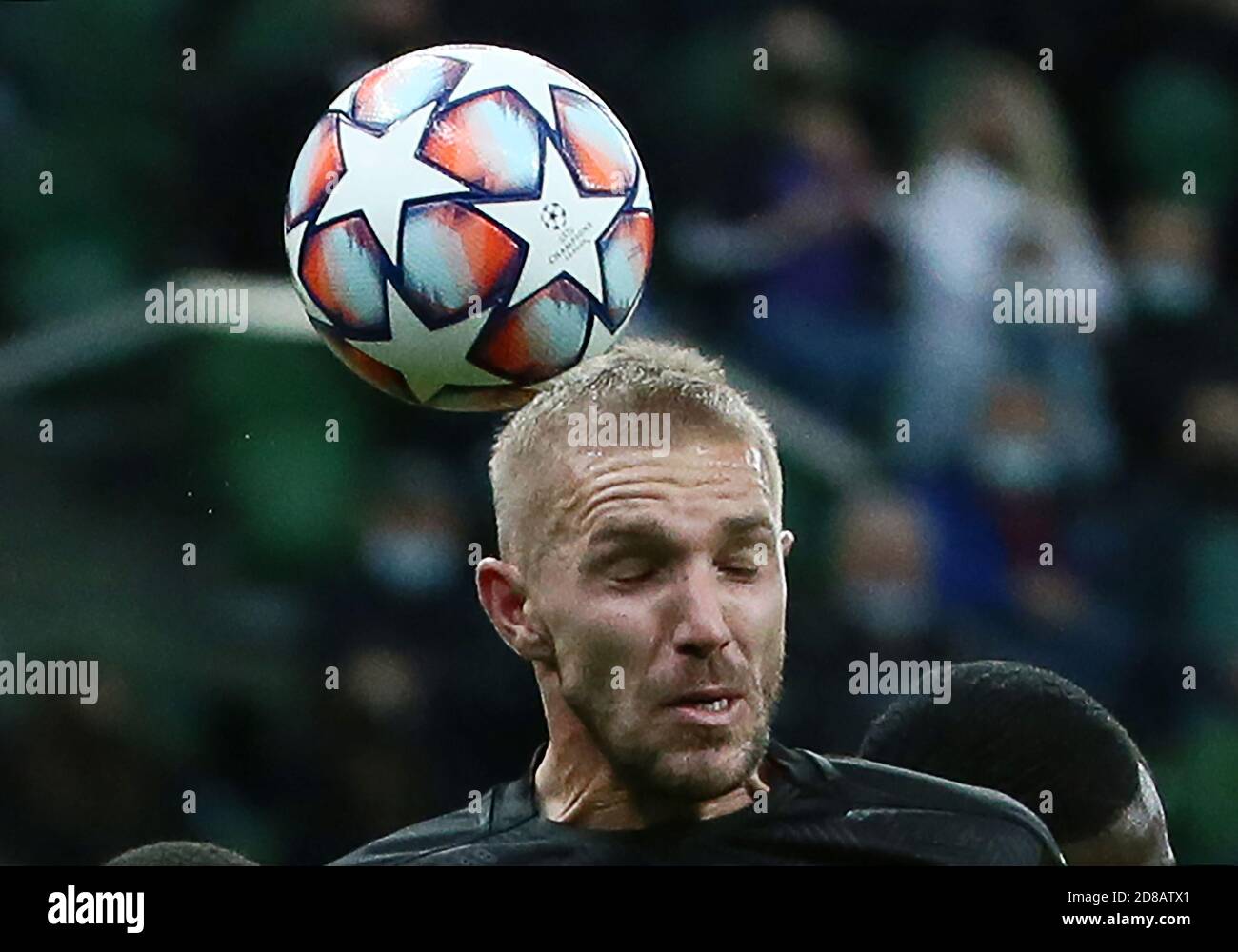 Krasnodar, Russia. 28th Oct, 2020. Krasnodar's Yuri Gazinsky heads the ball  in the 2020/21 UEFA Champions League Group E Round 2 football match between  FC Krasnodar and Chelsea FC at Krasnodar Stadium.