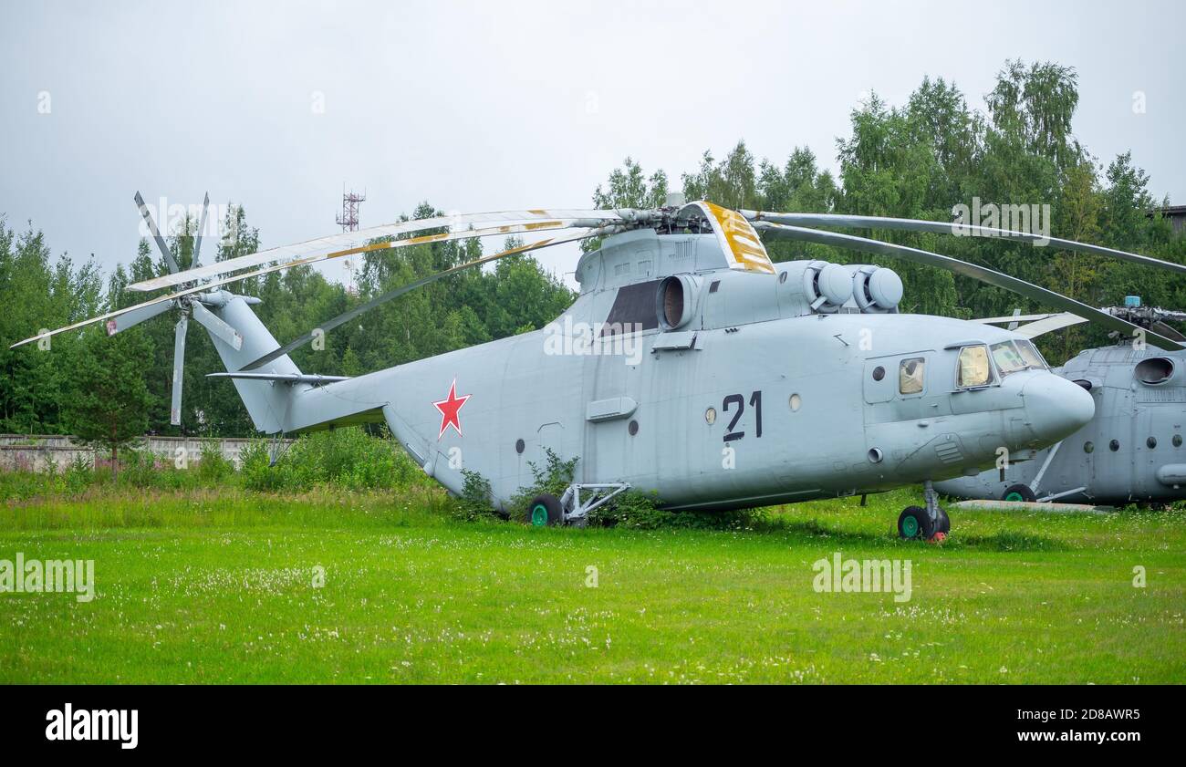 July 18, 2018, Moscow region, Russia. Mil Mi-26 heavy transport helicopter at the Central Museum of the Russian Air Force in Monino. Stock Photo
