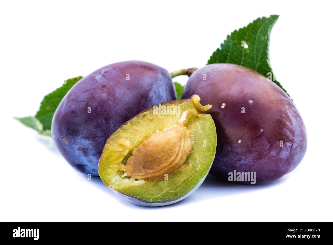 Plums isolated on white background Stock Photo