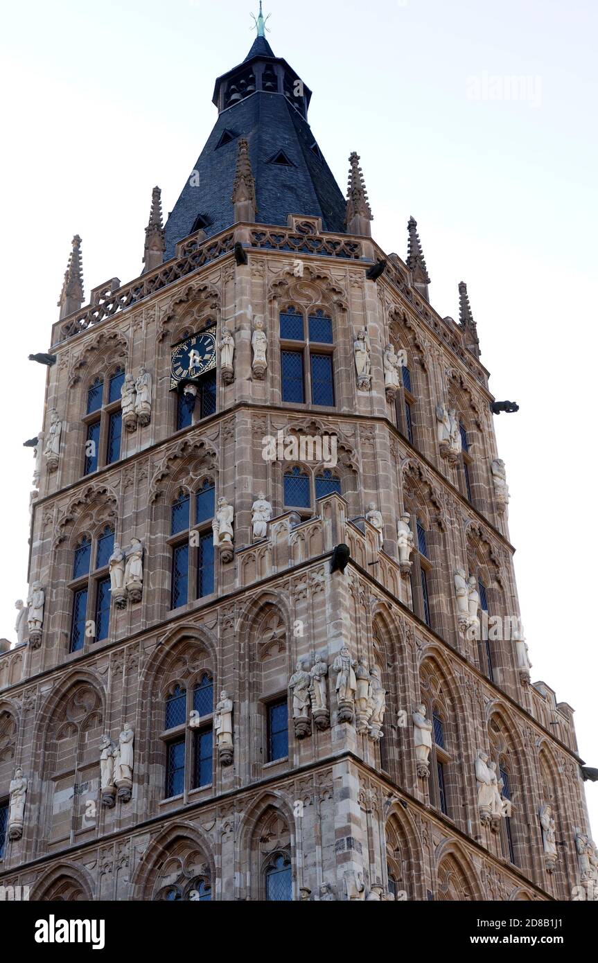 Turm des historischen Rathauses, Köln, Nordrhein-Westfalen, Deutschland Stock Photo