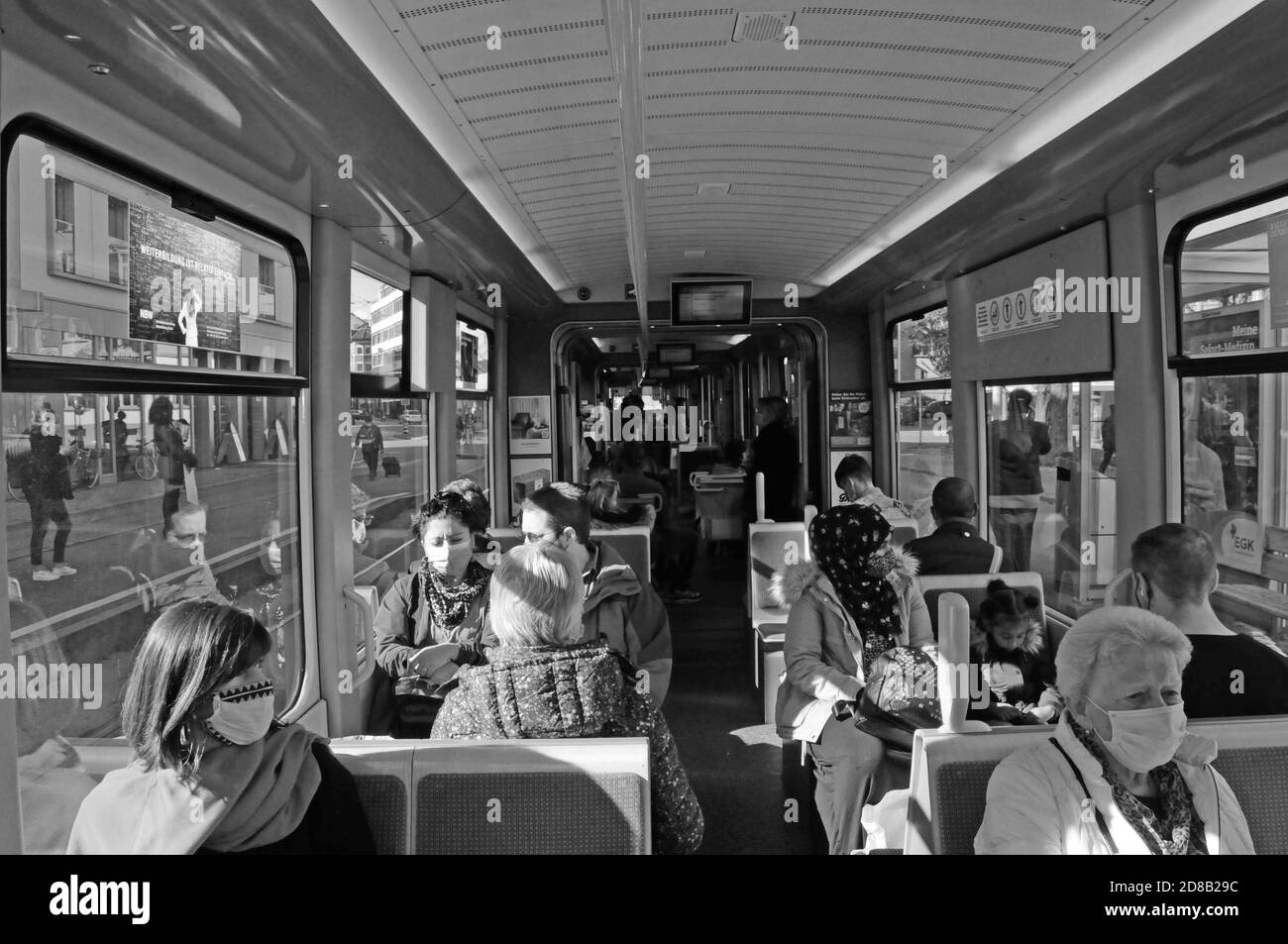 Tram public bus on Black and White Stock Photos & Images - Alamy