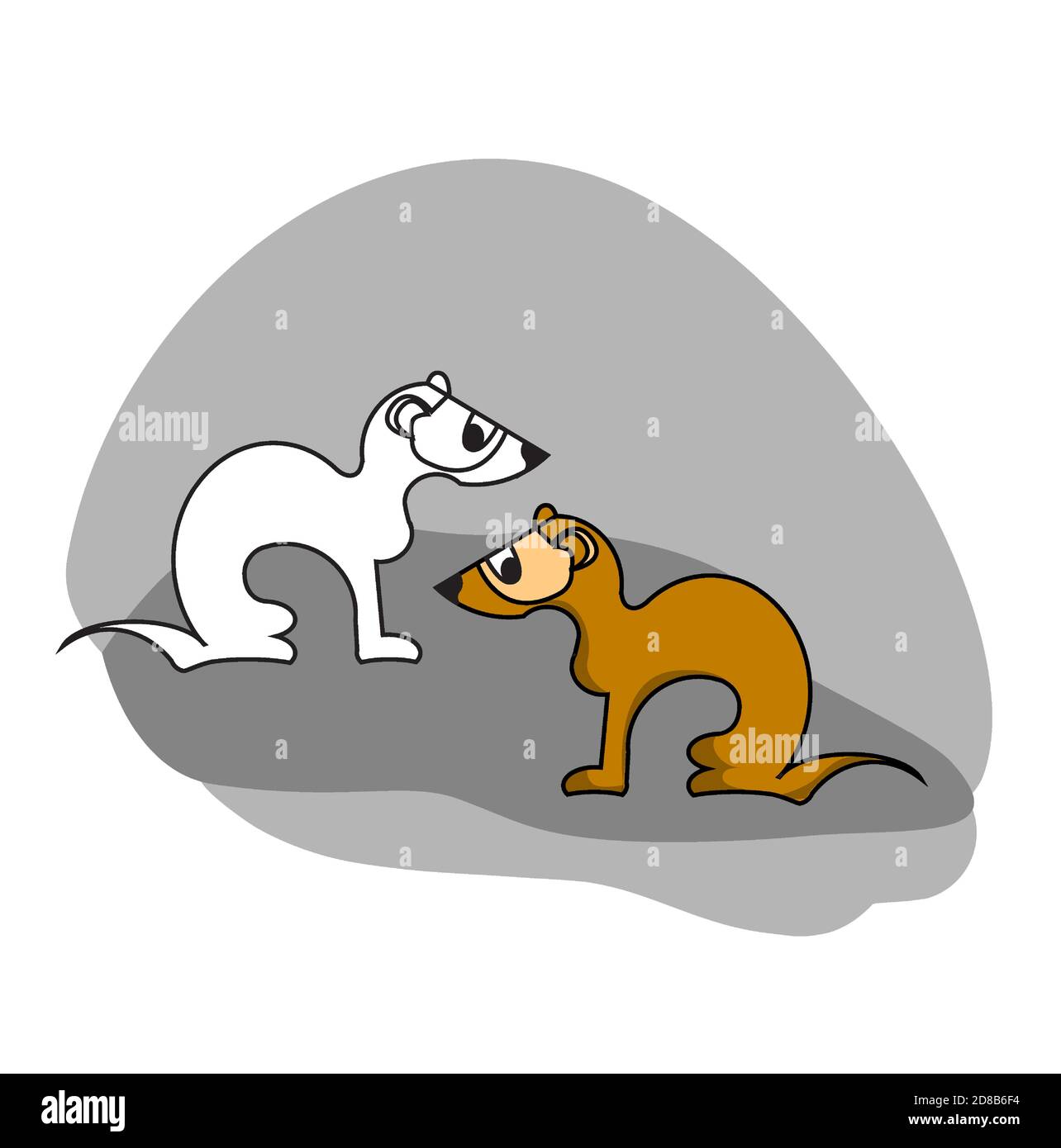 Two ferrets, set of two animals in flat style Stock Vector