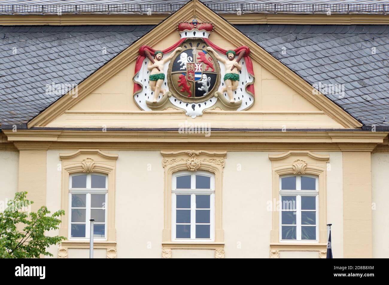 Schmuckgiebel am Rathaus, Kirn, Rheinland-Pfalz Stock Photo