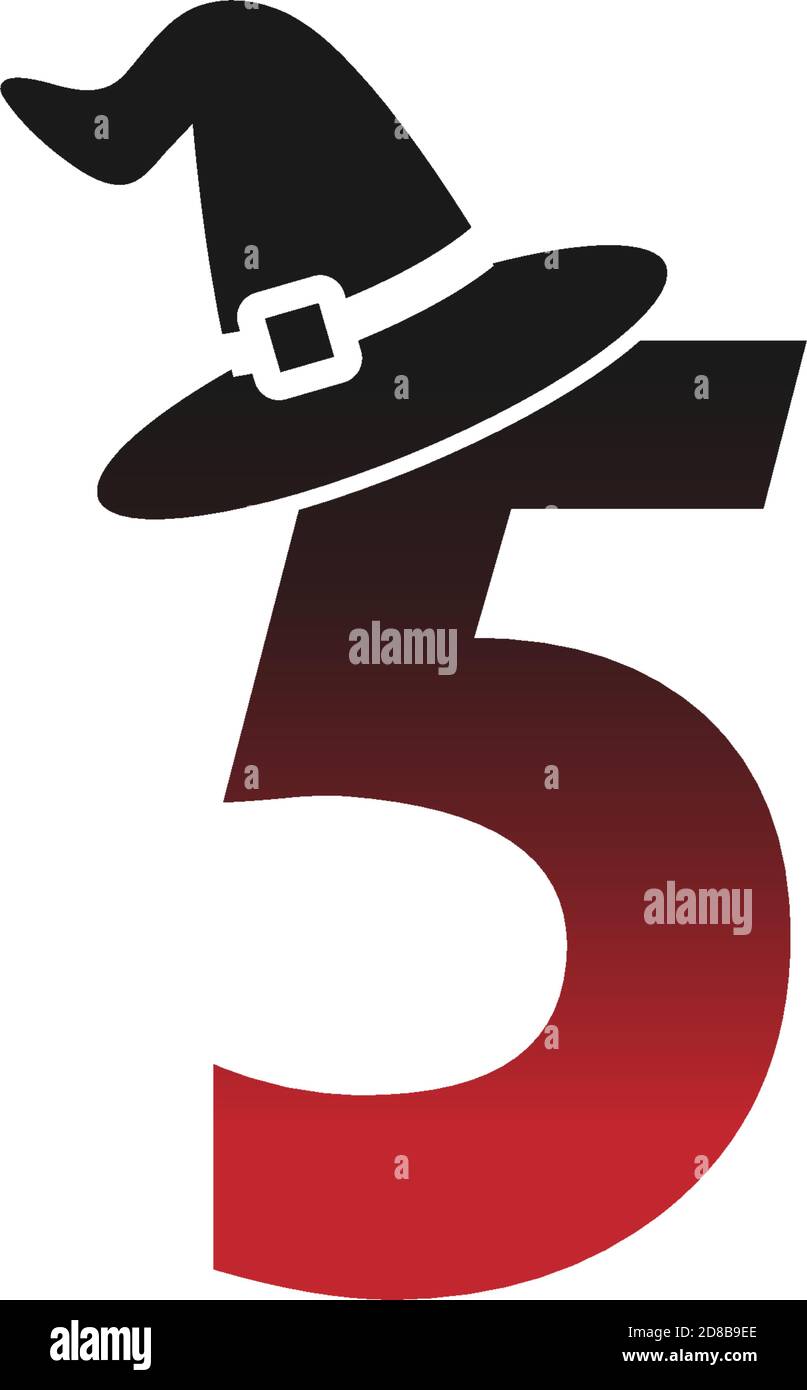 Number 5 witch hat concept design Illustrator Stock Vector