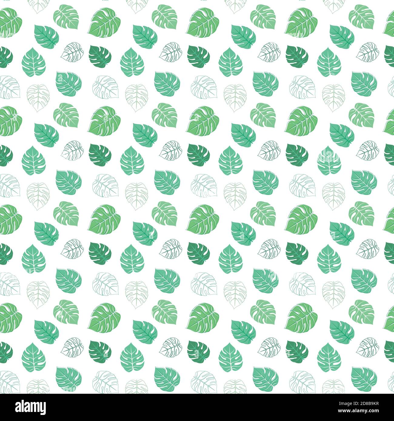 Vector seamless pattern with green tropical leaves Stock Vector