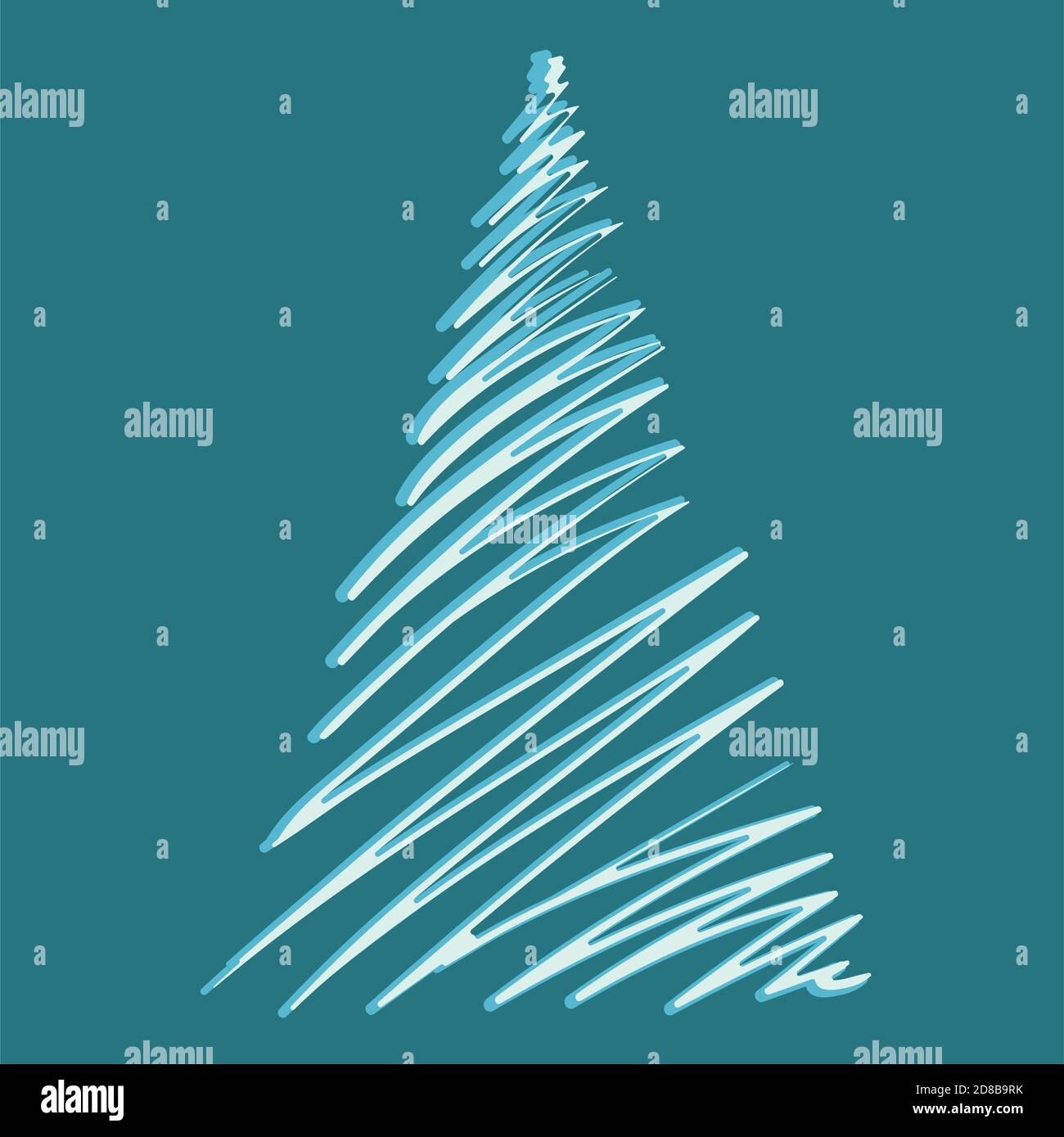 hand drawn Christmas tree isolated on a white background Stock Vector