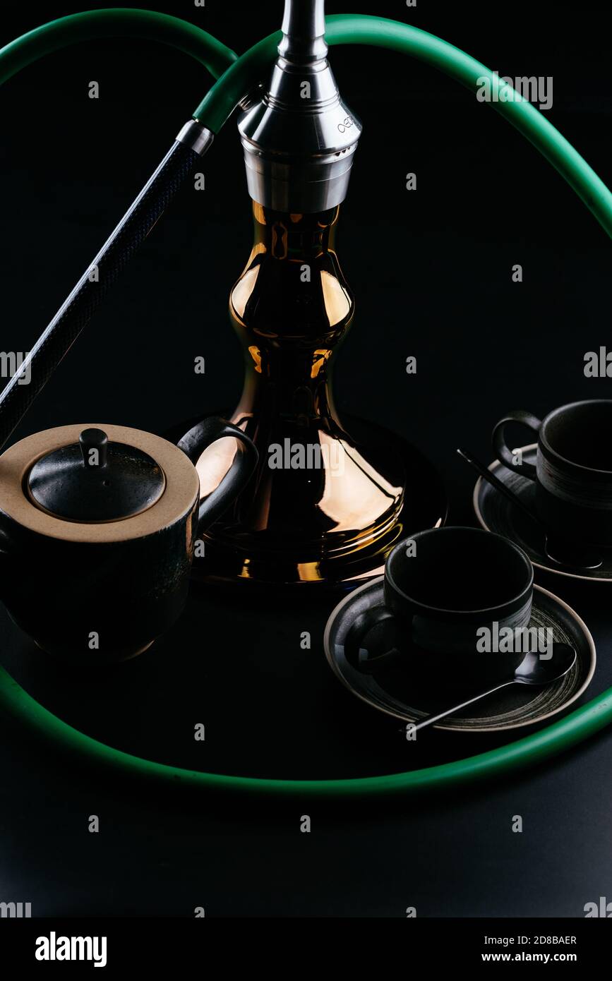 handmade hookah on a black background Stock Photo