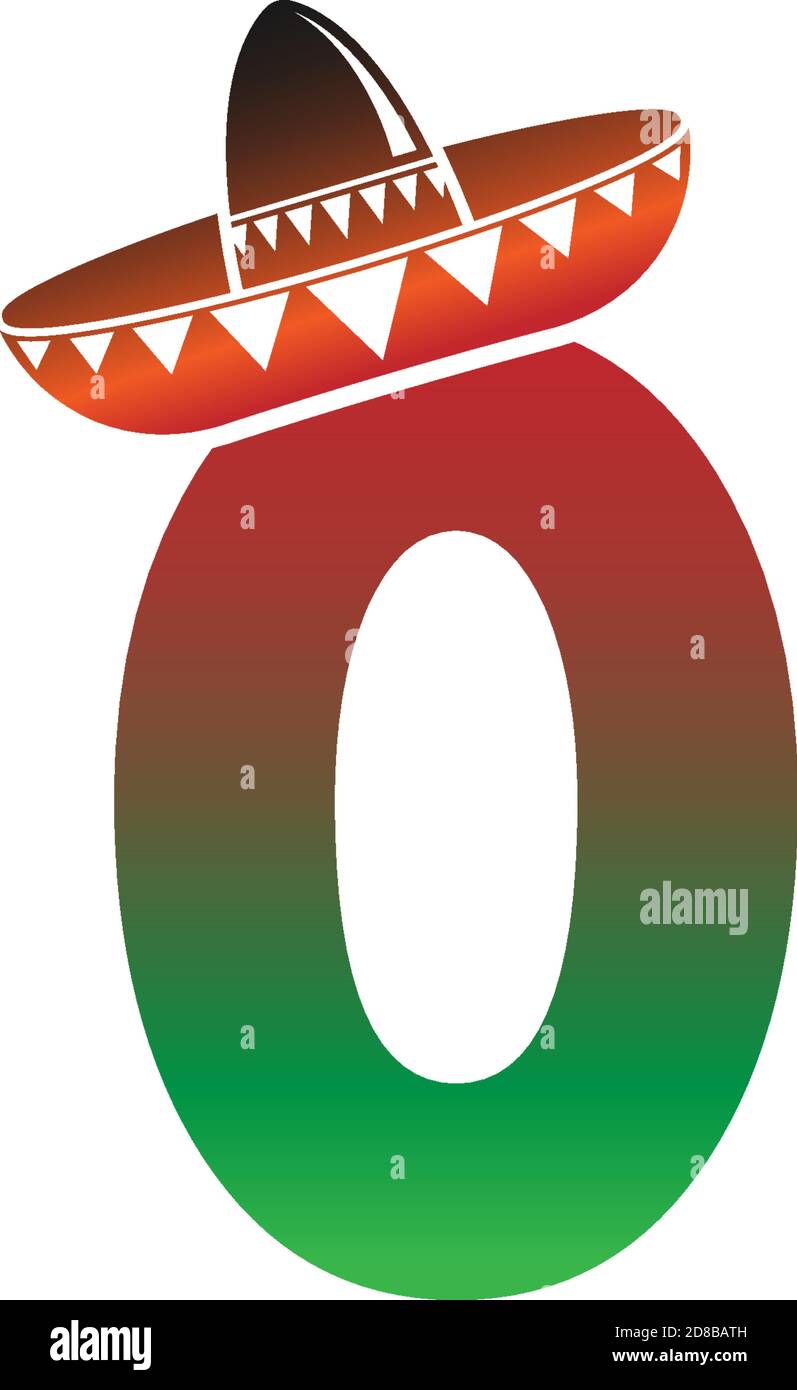 Number 0 Mexican hat concept design illustration Stock Vector