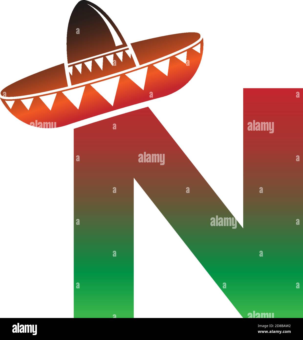 Letter N Mexican hat concept design illustration Stock Vector