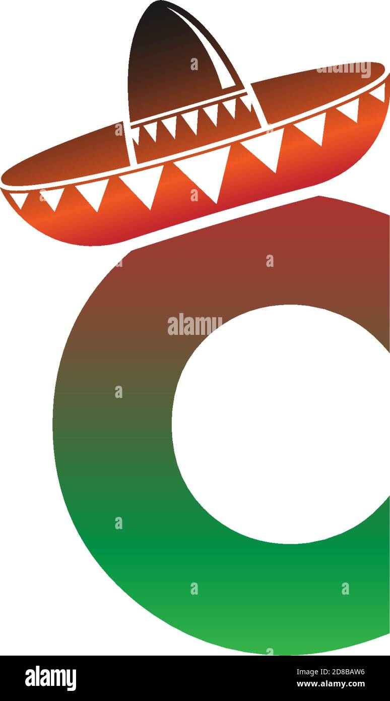 Letter C Mexican hat concept design illustration Stock Vector