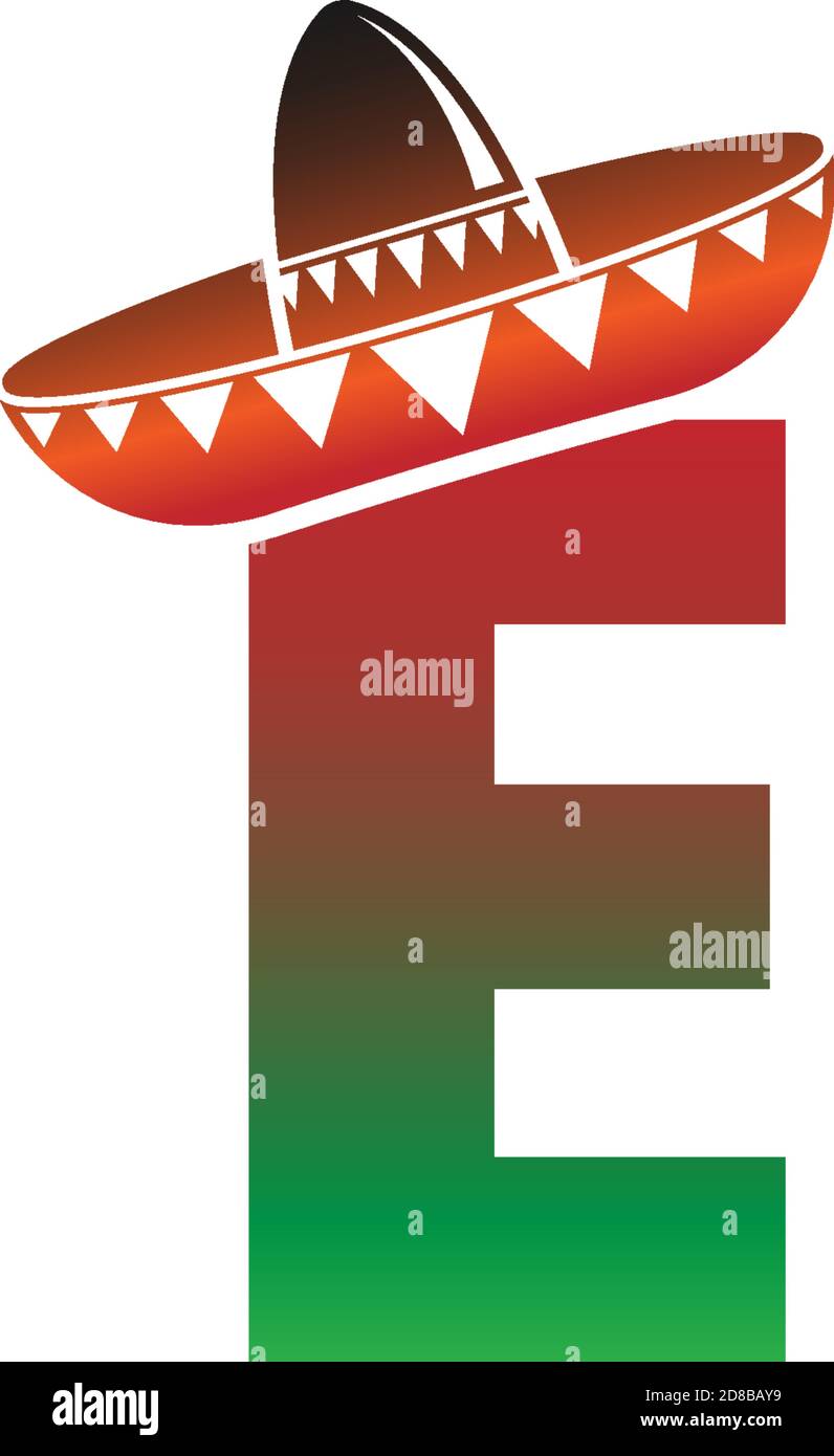 Letter E Mexican hat concept design illustration Stock Vector