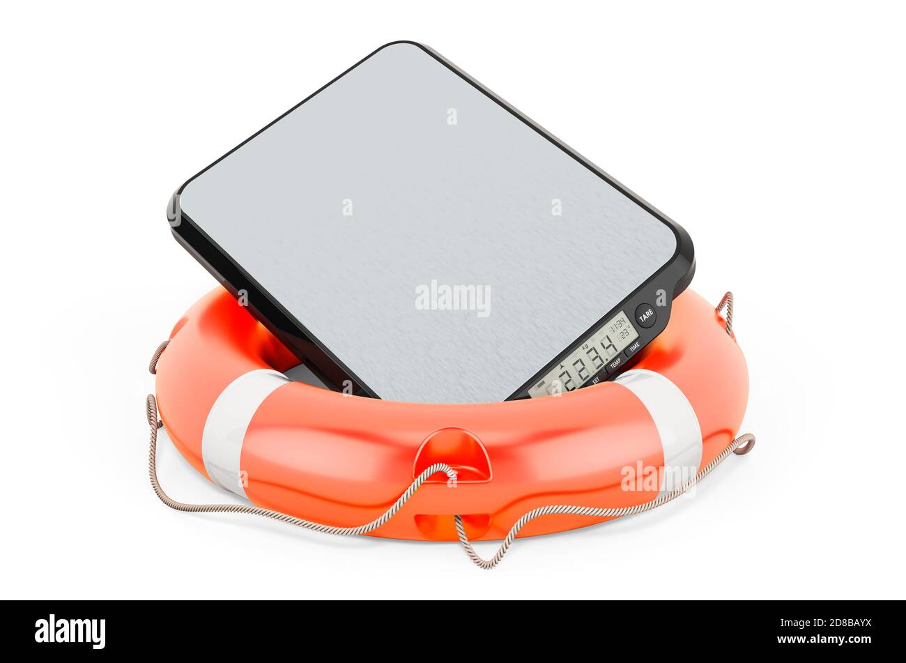 Service and repair of digital kitchen scales, 3D rendering isolated on