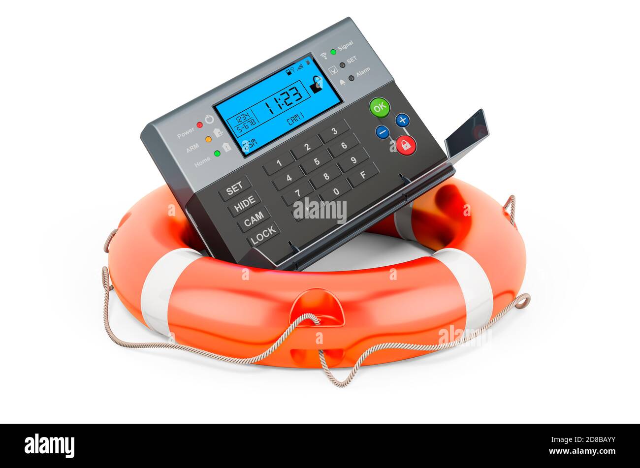 Service and repair of home security alarm system, 3D rendering isolated