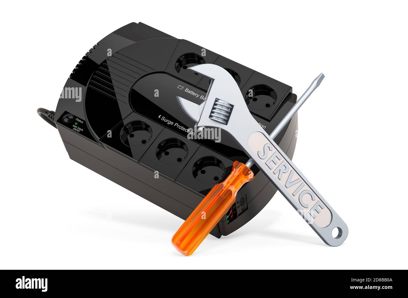 Repair and service of uninterruptible power supply, 3D rendering