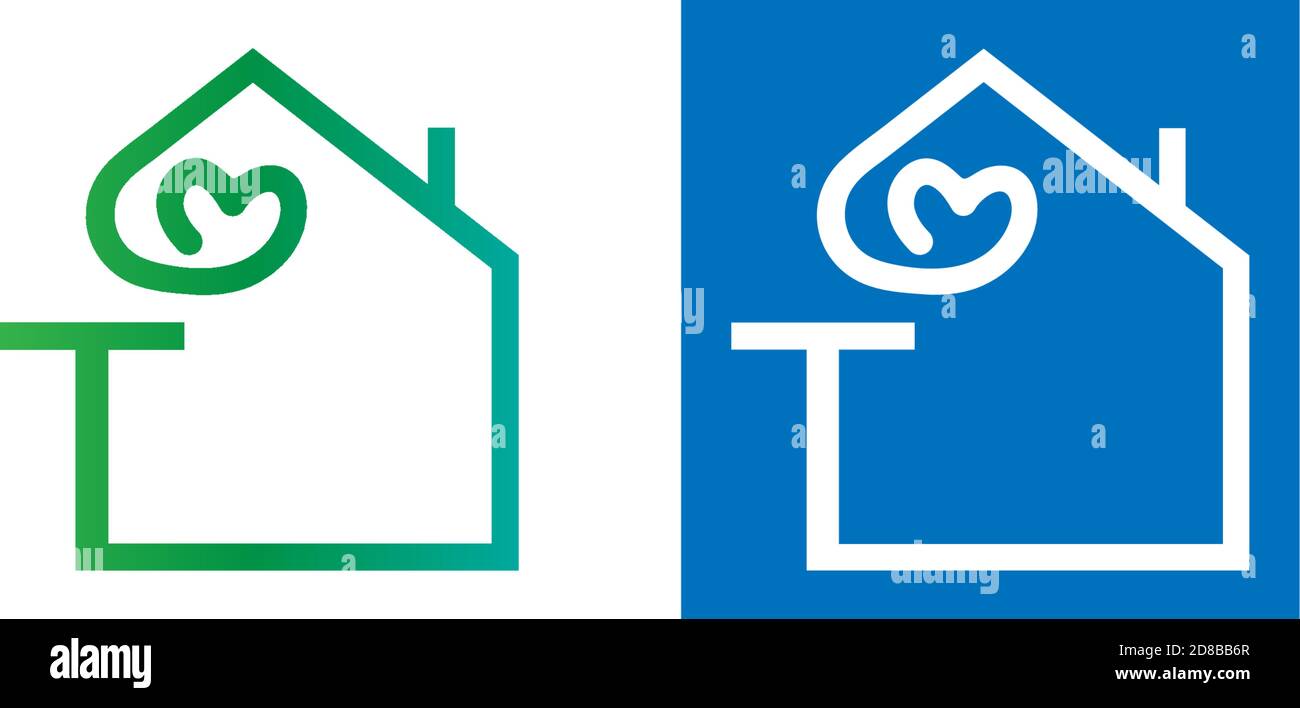 Letter T house with love icon logo template Stock Vector Image & Art ...