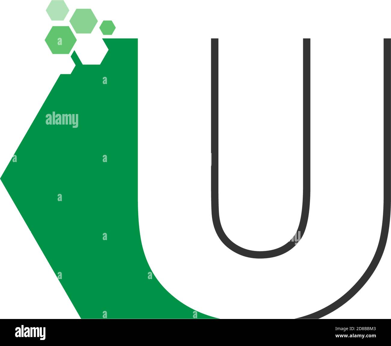 Letter U on hexagon icon design concept Stock Vector