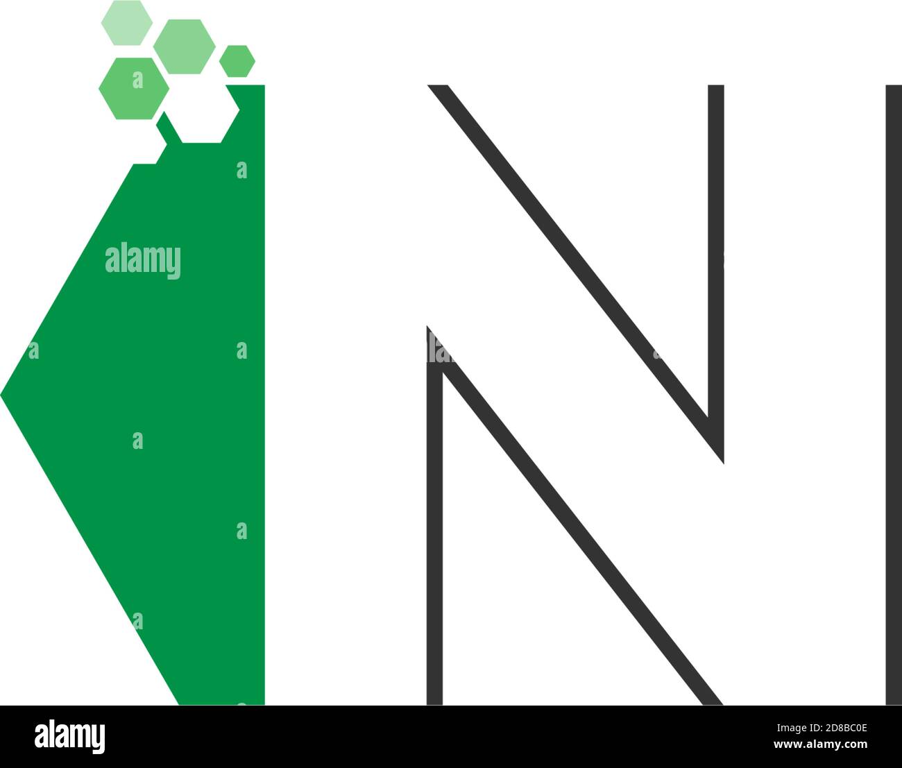 Letter N on hexagon icon design concept Stock Vector