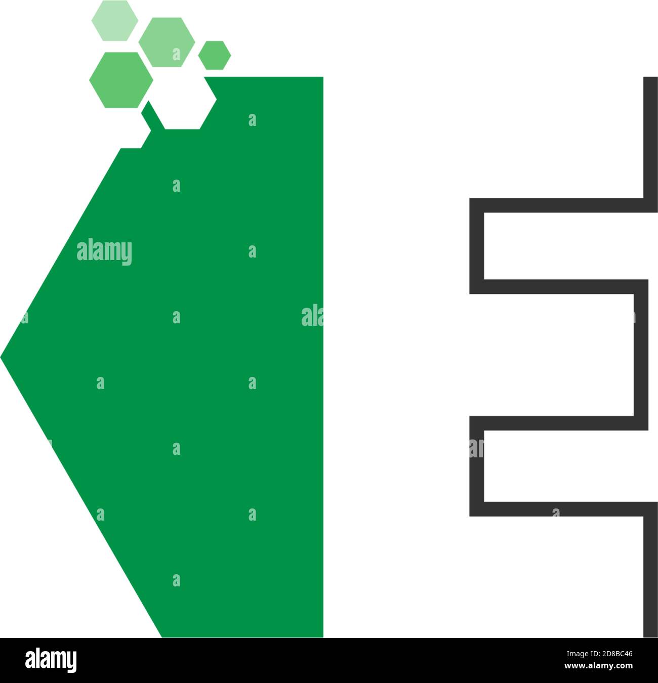 Letter E on hexagon icon design concept Stock Vector