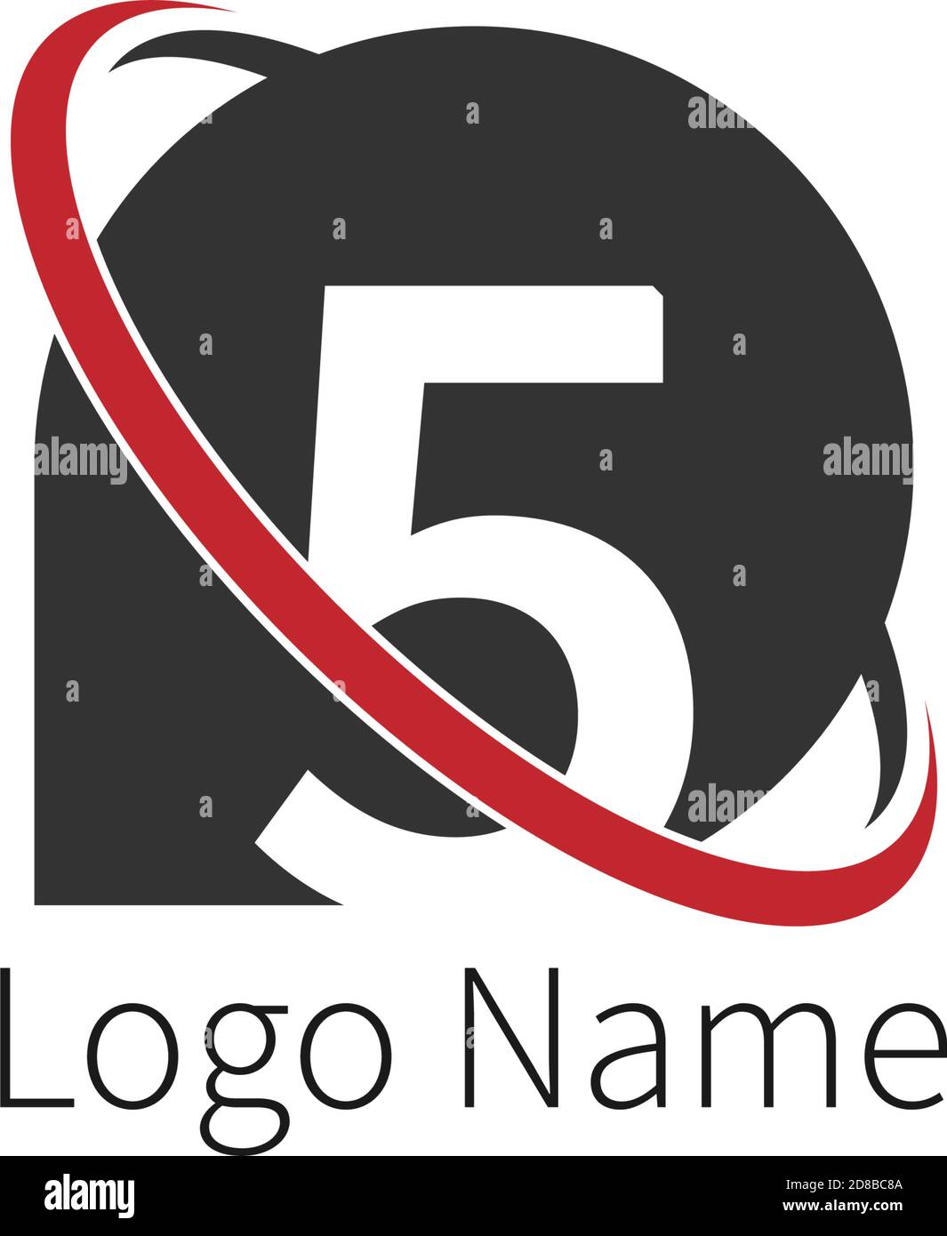Number 5 circle icon Logo, design number + icon circle concept