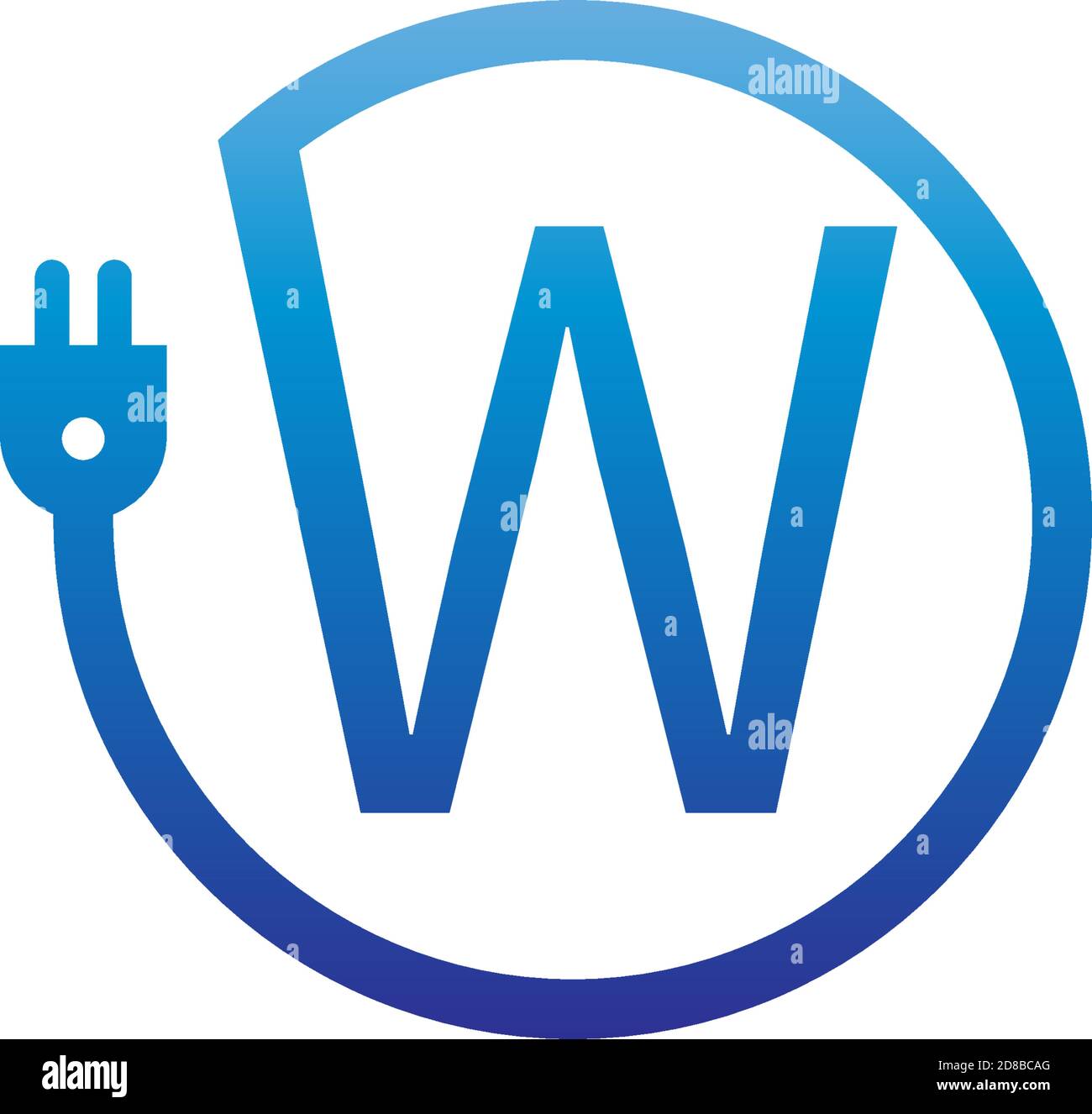Power cable forming letter W logo icon Stock Vector