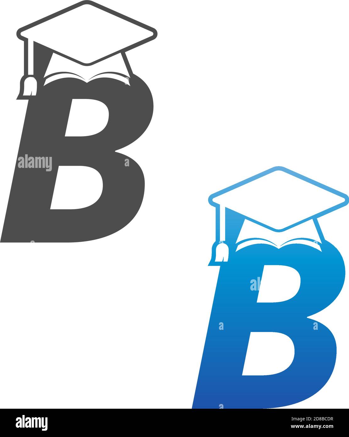 Letter B Graduation Cap Concept Design Template Stock Vector Image ...