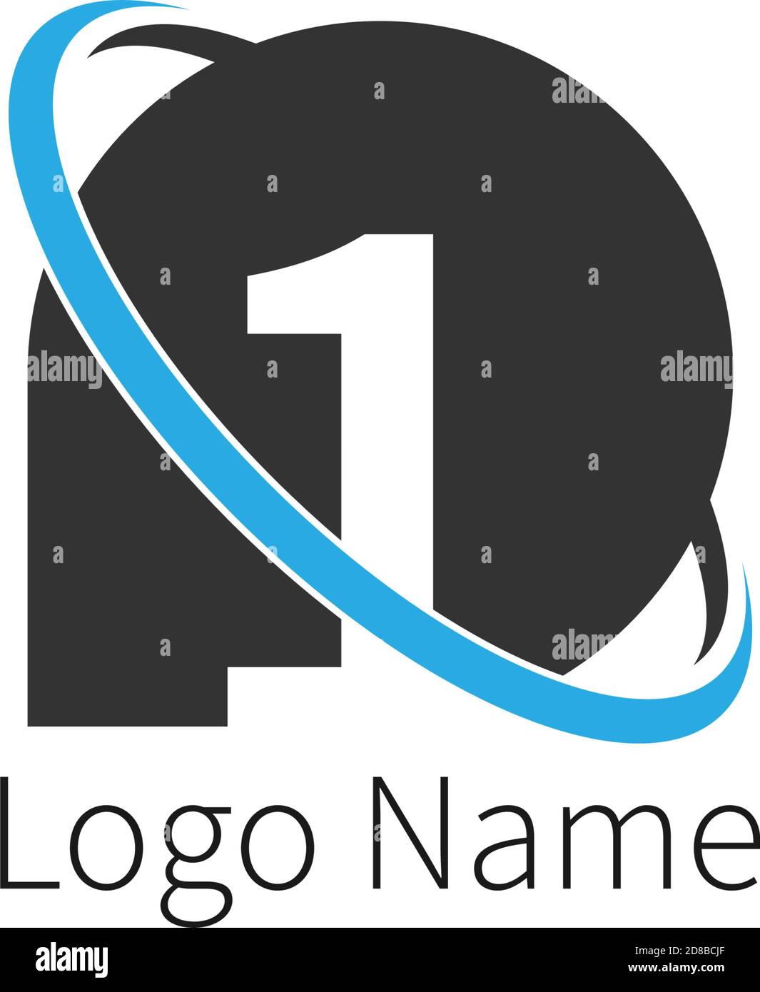 Number 1 circle icon Logo, design number + icon circle concept