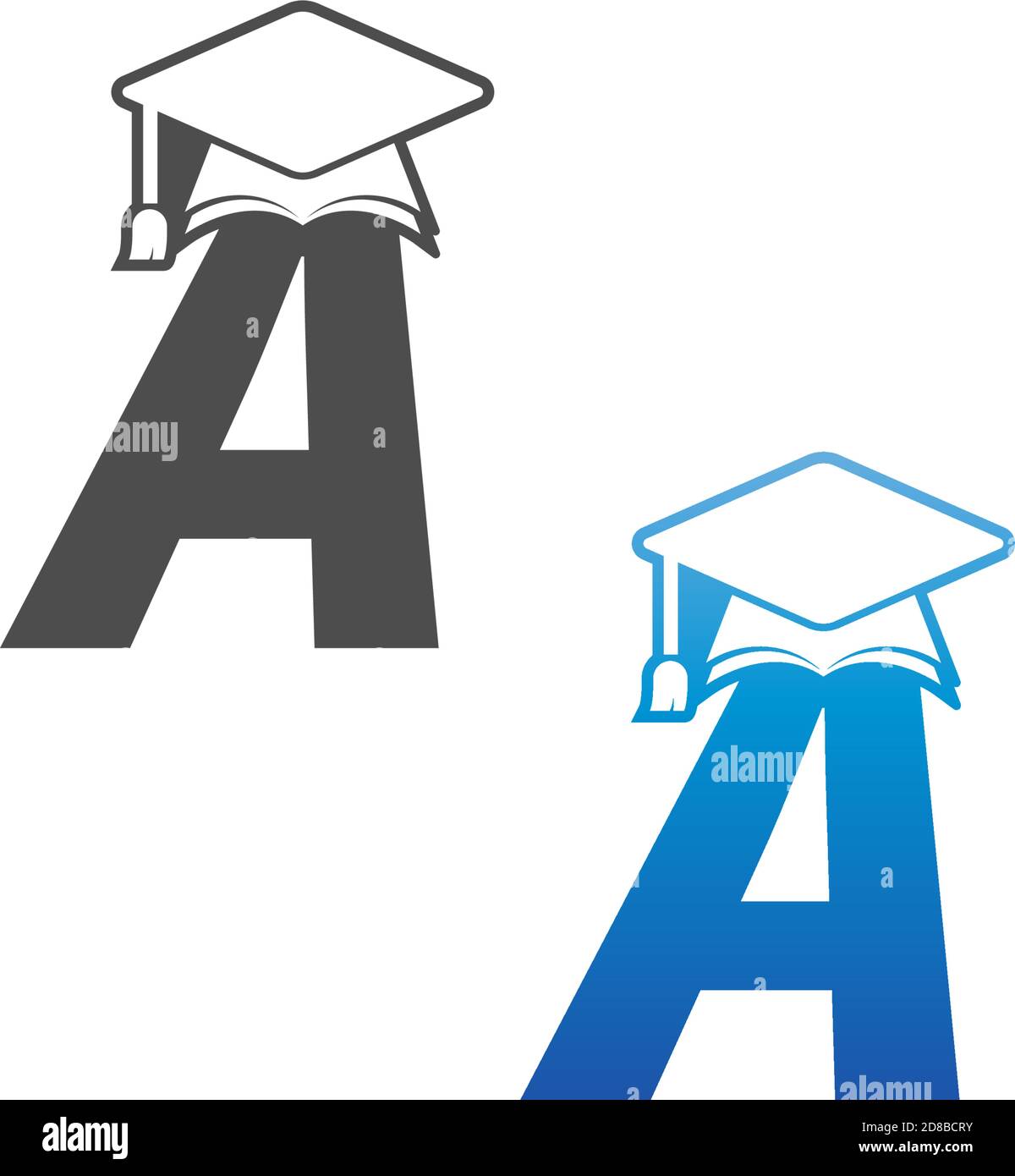 Letter A graduation cap concept design template Stock Vector Image