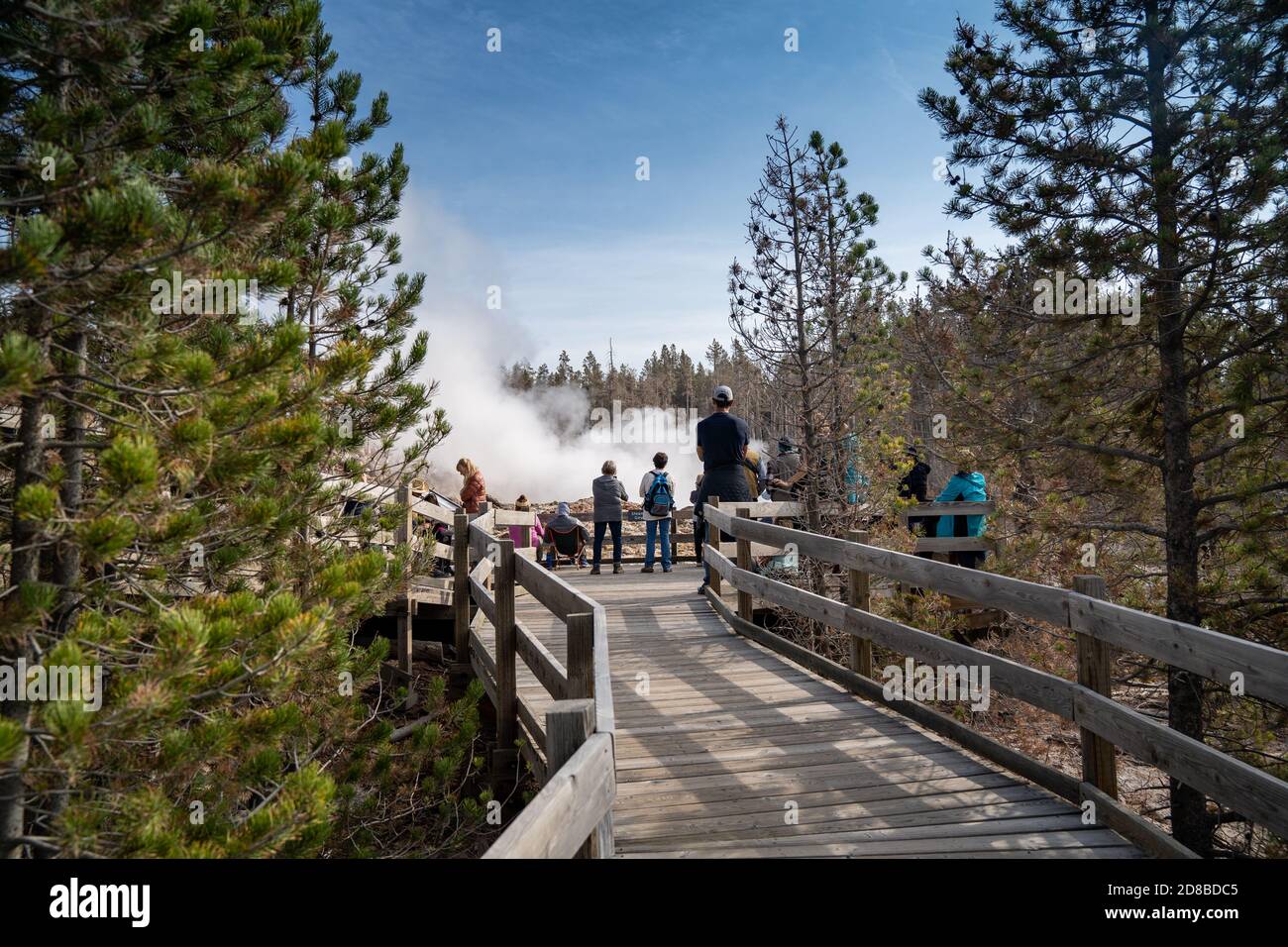 Wyoming USA September 23 2020: A crowd of tourists gathers around Wyoming USA September 23 2020: A crowd of tourists gathers around