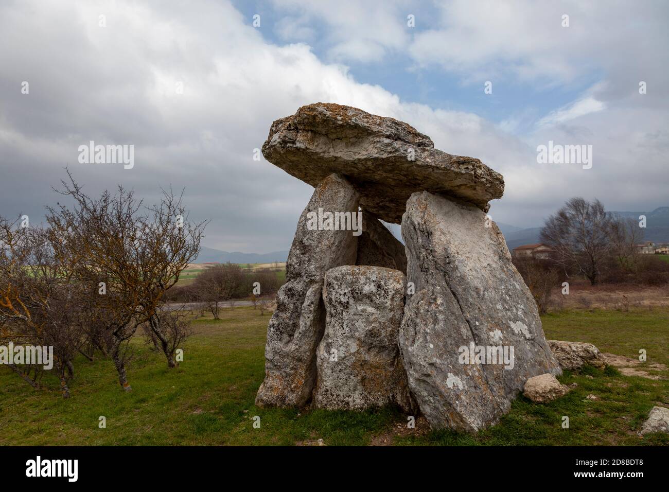 Megalithic monument, dolmen in Salvatierra. Alava, Spain. Stock Photo