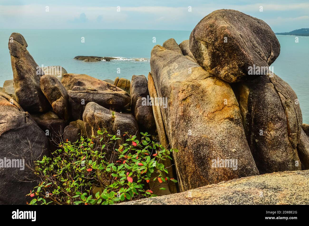 Breathtaking view of Hin Ta Hin Yai Rocks, Koh Samui,Thailand Stock Photo