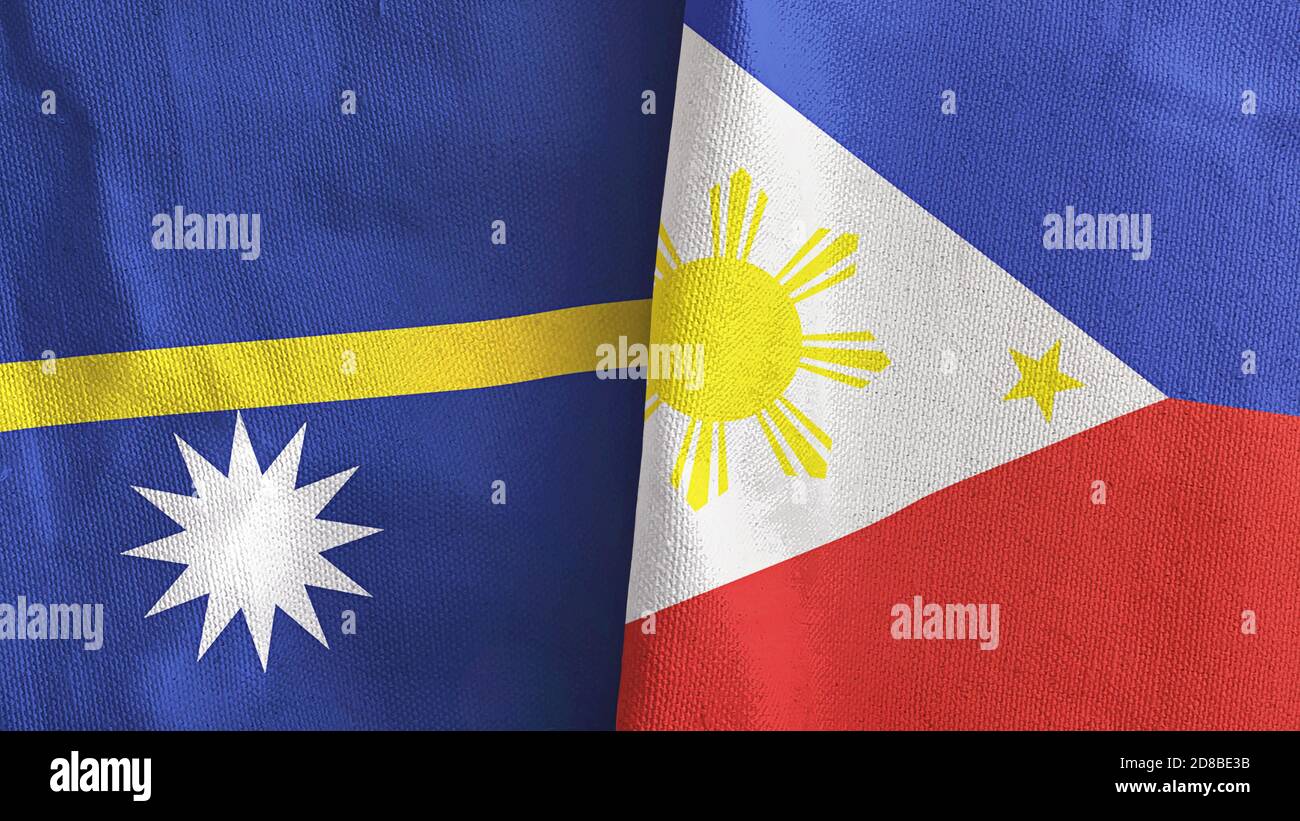 Philippines And Nauru Two Flags Textile Cloth 3d Rendering Stock Photo 