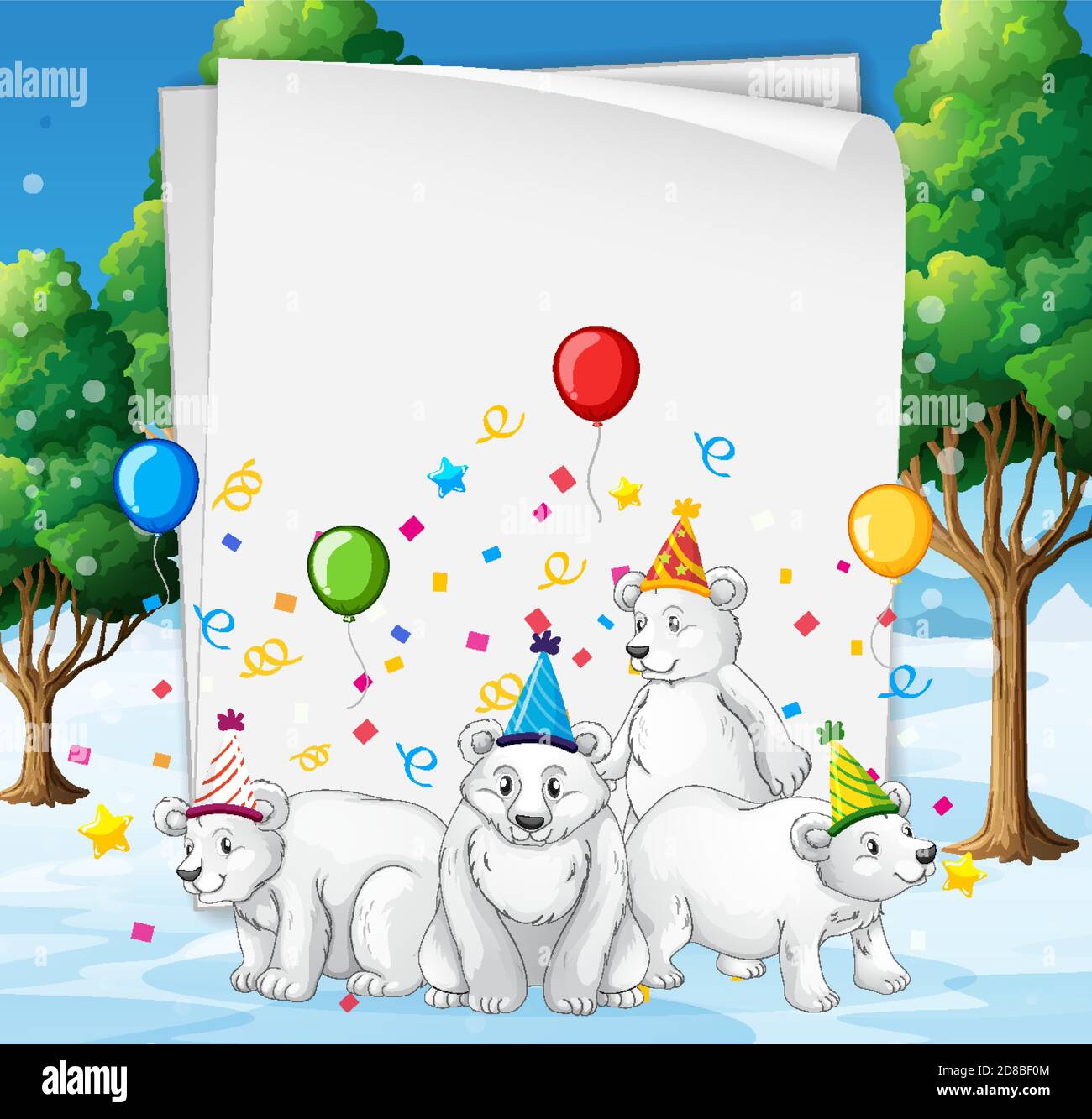 Paper template with cute animals in party theme illustration Stock ...